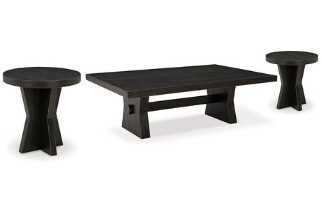 Galliden Black Coffee Table and 2 End Tables -  Ashley - Luna Furniture