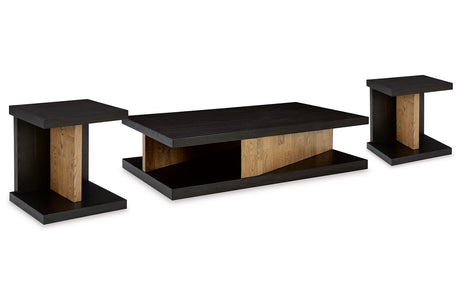 Kocomore Brown/Natural Coffee Table and 2 Chairside End Tables -  Ashley - Luna Furniture