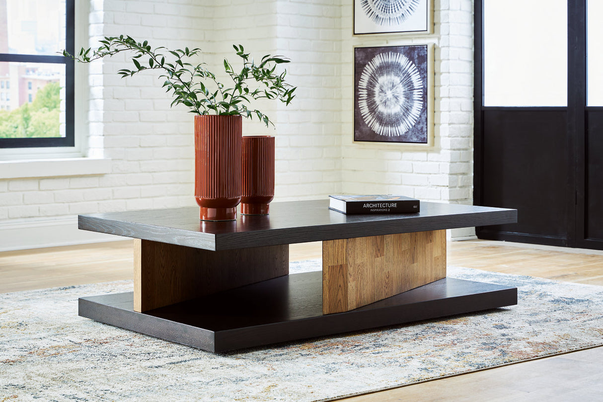 Kocomore Brown/Natural Coffee Table and 2 Chairside End Tables from Ashley - Luna Furniture