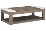 Loyaska Grayish Brown/White Lift-top Coffee Table and 2 End Tables -  Ashley - Luna Furniture