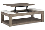 Loyaska Grayish Brown/White Lift-top Coffee Table and 2 End Tables -  Ashley - Luna Furniture