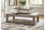 Loyaska Grayish Brown/White Lift-top Coffee Table and 2 End Tables -  Ashley - Luna Furniture