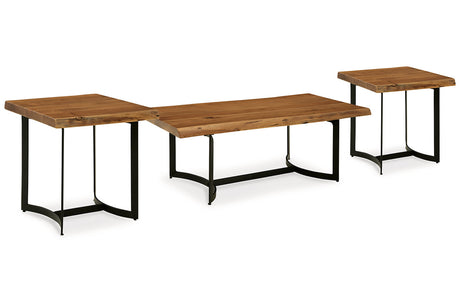 Fortmaine Brown/Black Coffee Table and 2 End Tables -  Ashley - Luna Furniture