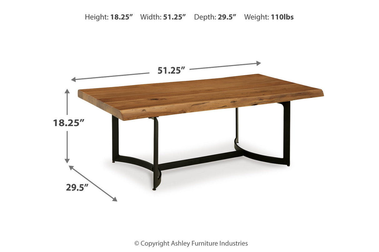 Fortmaine Brown/Black Coffee Table and 2 End Tables -  Ashley - Luna Furniture