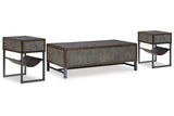 Derrylin Brown Lift-top Coffee Table and 2 Chairside End Tables from Ashley - Luna Furniture