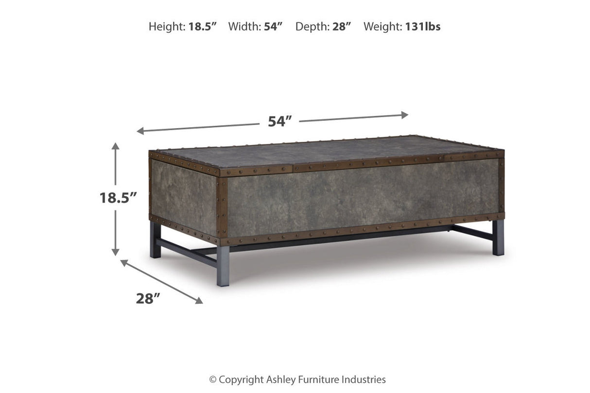 Derrylin Brown Lift-top Coffee Table and 2 Chairside End Tables from Ashley - Luna Furniture