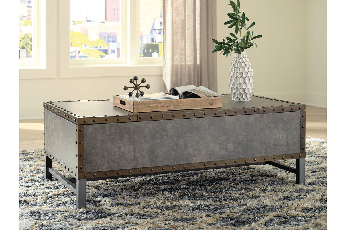 Derrylin Brown Lift-top Coffee Table and 2 Chairside End Tables from Ashley - Luna Furniture