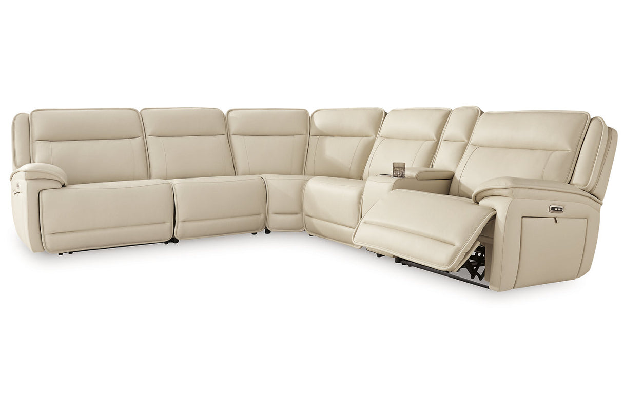 Double Deal Almond 6-Piece Power Reclining Sectional from Ashley - Luna Furniture