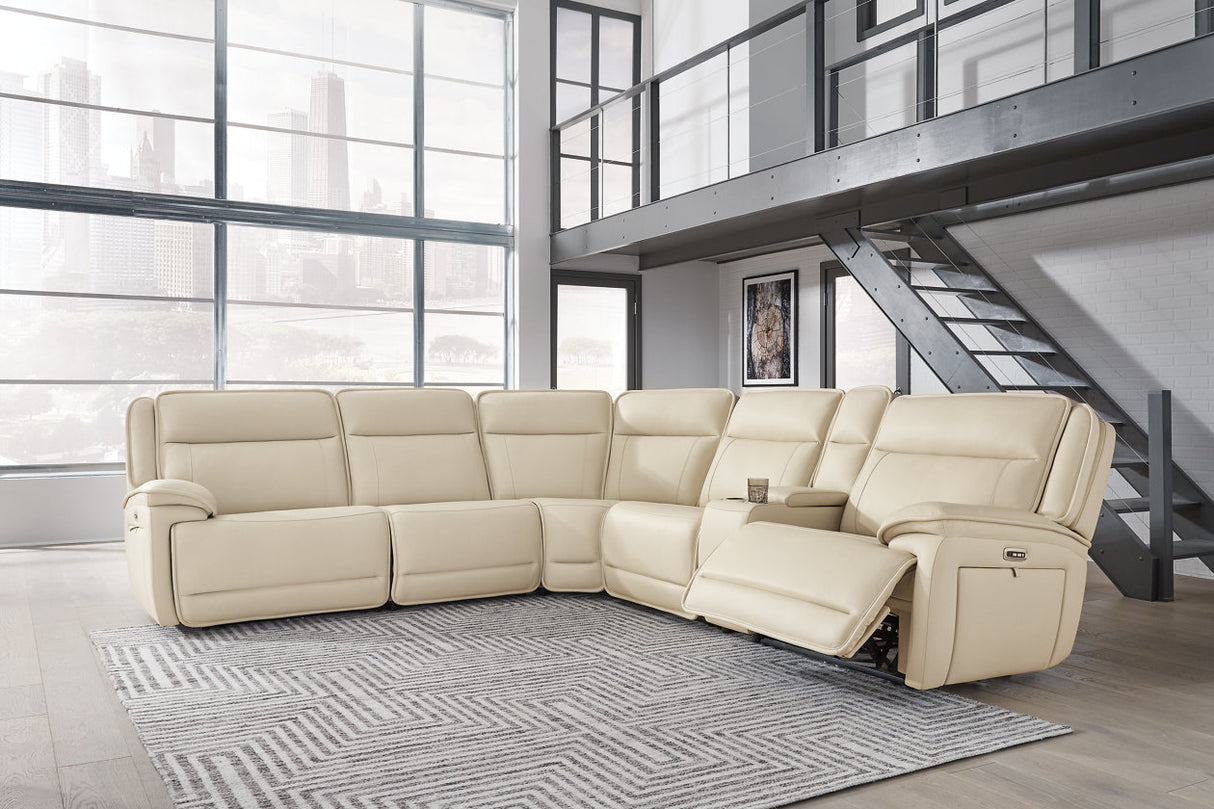 Double Deal Almond 6-Piece Power Reclining Sectional from Ashley - Luna Furniture