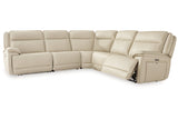 Double Deal Almond 5-Piece Power Reclining Sectional from Ashley - Luna Furniture