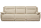 Double Deal Almond 3-Piece Power Reclining Sofa Sectional from Ashley - Luna Furniture