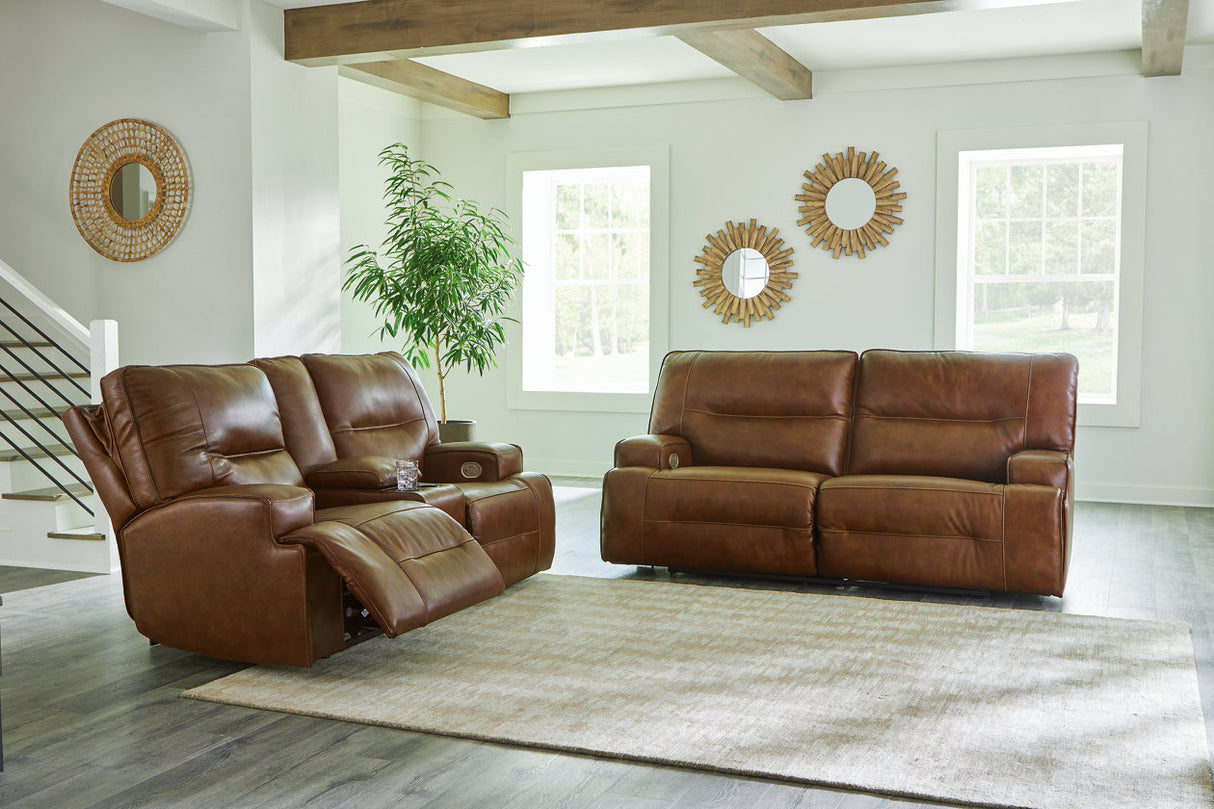 Francesca Auburn Power Reclining Sofa and Loveseat -  Ashley - Luna Furniture