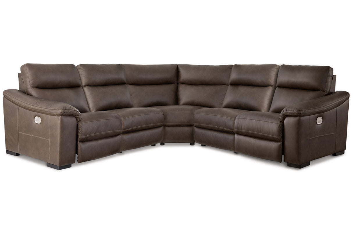 Salvatore Chocolate 5-Piece Power Reclining Sectional from Ashley - Luna Furniture