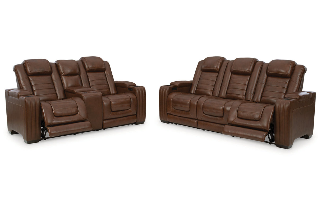 Backtrack Chocolate Power Reclining Sofa and Loveseat -  Ashley - Luna Furniture