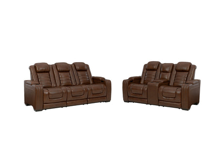 Backtrack Chocolate Power Reclining Sofa and Loveseat -  Ashley - Luna Furniture