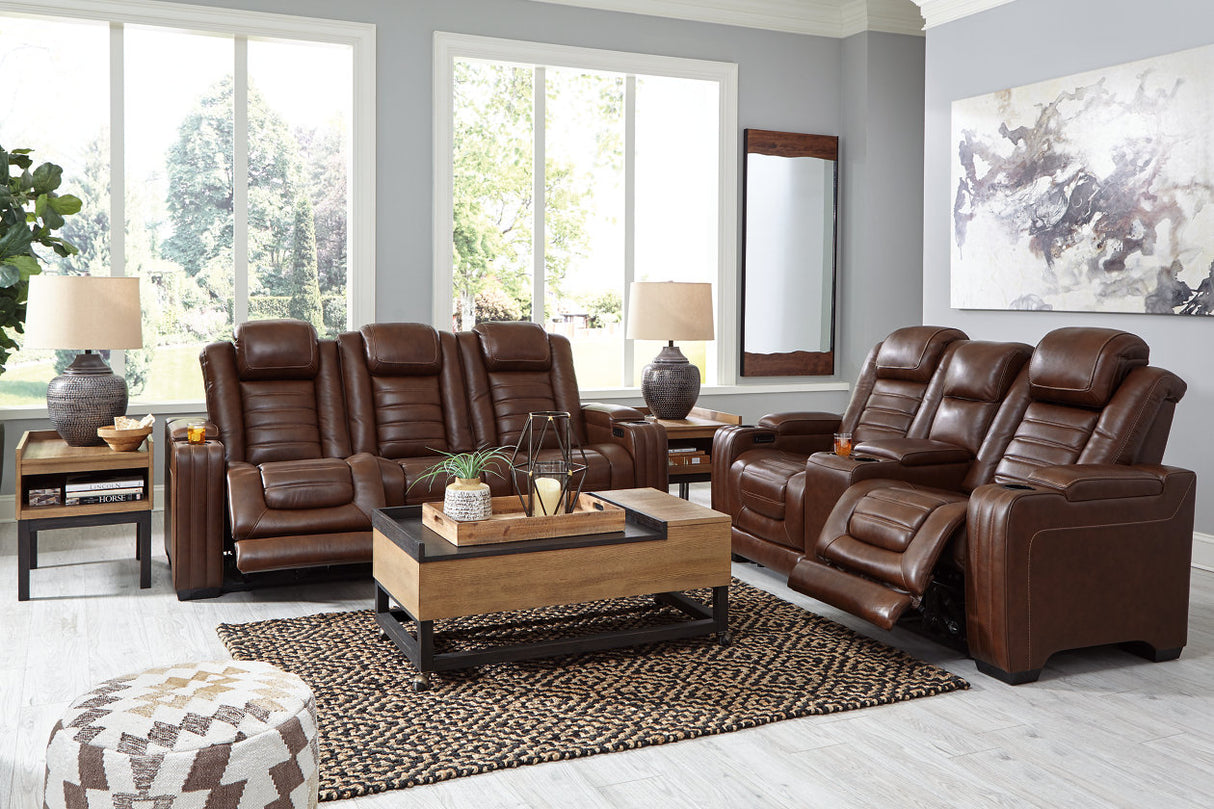 Backtrack Chocolate Power Reclining Sofa and Loveseat -  Ashley - Luna Furniture