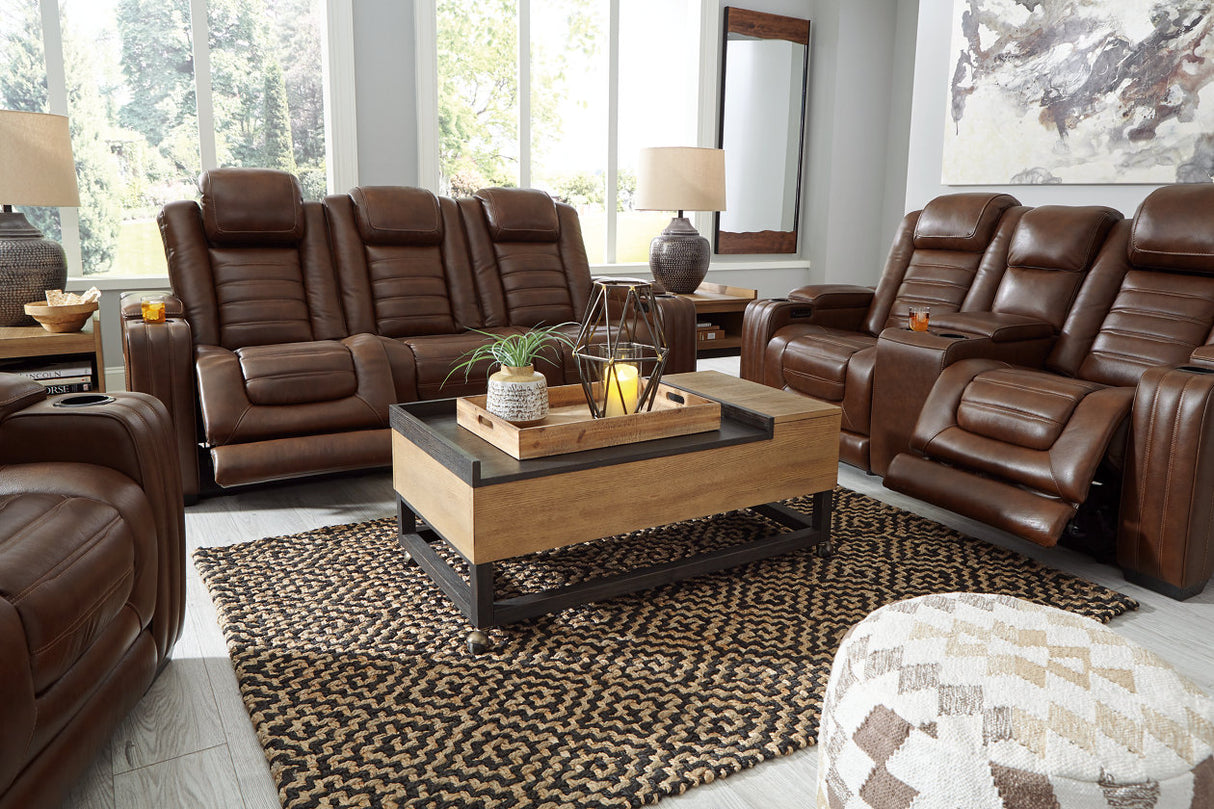 Backtrack Chocolate Power Reclining Sofa and Loveseat -  Ashley - Luna Furniture