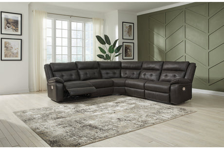 Mackie Pike Storm 5-Piece Power Reclining Sectional from Ashley - Luna Furniture