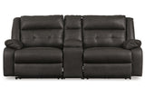 Mackie Pike Storm 3-Piece Power Reclining Sectional Loveseat with Console from Ashley - Luna Furniture