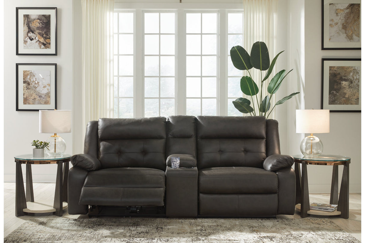 Mackie Pike Storm 3-Piece Power Reclining Sectional Loveseat with Console from Ashley - Luna Furniture