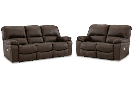 Leesworth Dark Brown Power Reclining Living Room Set -  Ashley - Luna Furniture