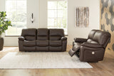 Leesworth Dark Brown Power Reclining Living Room Set -  Ashley - Luna Furniture