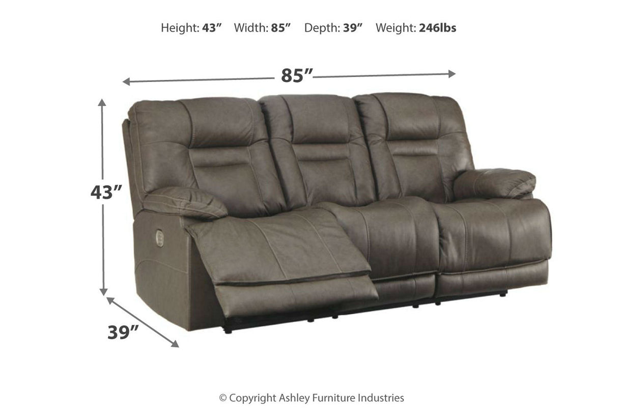 Wurstrow Smoke Power Reclining Sofa, Loveseat and Recliner -  Ashley - Luna Furniture