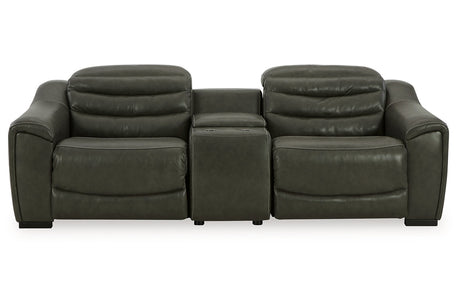 Center Line Dark Gray 3-Piece Power Reclining Loveseat with Console -  Ashley - Luna Furniture