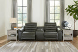 Center Line Dark Gray 3-Piece Power Reclining Loveseat with Console -  Ashley - Luna Furniture