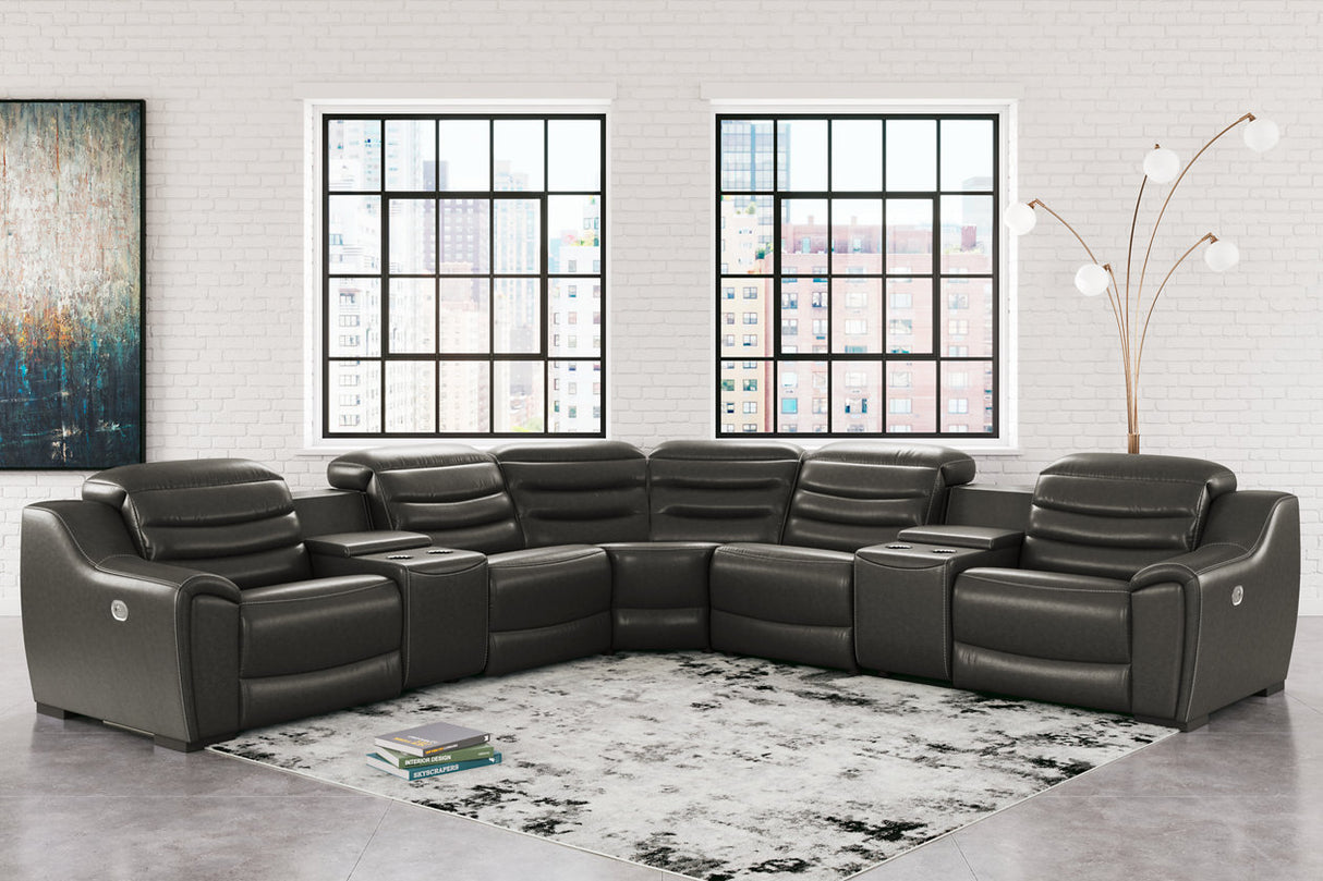 Center Line Dark Gray 7-Piece Power Reclining Sectional -  Ashley - Luna Furniture