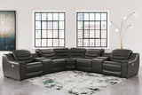 Center Line Dark Gray 7-Piece Power Reclining Sectional -  Ashley - Luna Furniture