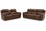 Edmar Chocolate Power Reclining Sofa and Loveseat -  Ashley - Luna Furniture