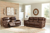 Edmar Chocolate Power Reclining Sofa and Loveseat -  Ashley - Luna Furniture