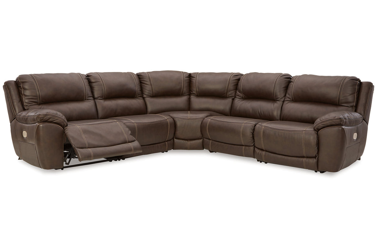 Dunleith Chocolate 5-Piece Power Reclining Sectional from Ashley - Luna Furniture