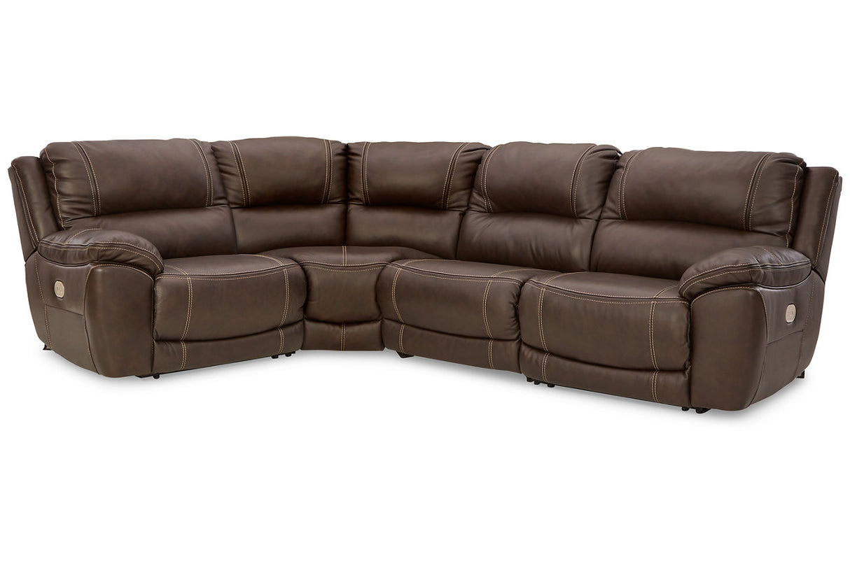 Dunleith Chocolate 4-Piece Power Reclining Sectional from Ashley - Luna Furniture