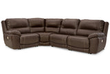 Dunleith Chocolate 4-Piece Power Reclining Sectional from Ashley - Luna Furniture