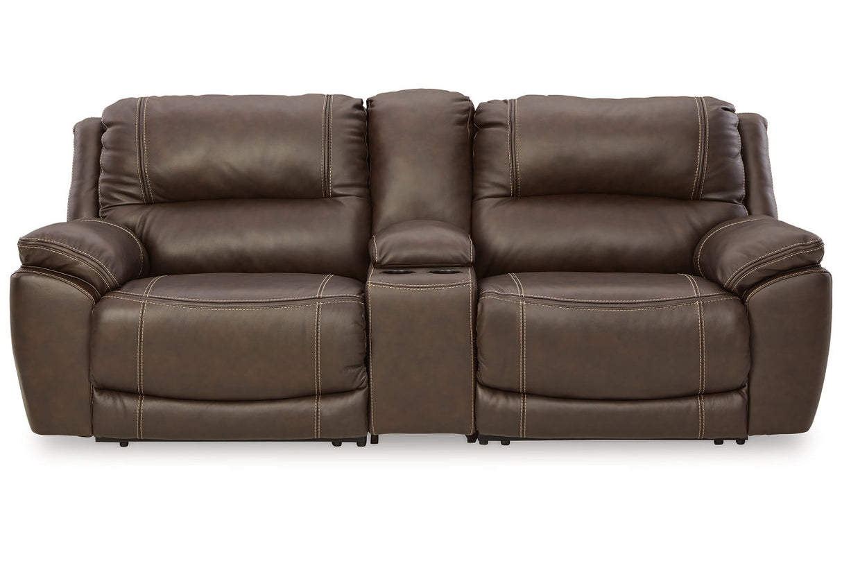 Dunleith Chocolate 3-Piece Power Reclining Loveseat with Console from Ashley - Luna Furniture