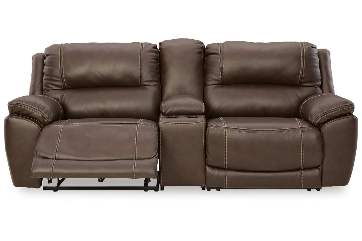 Dunleith Chocolate 3-Piece Power Reclining Loveseat with Console from Ashley - Luna Furniture