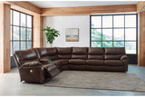 Family Circle Dark Brown 4-Piece Power Reclining Sectional from Ashley - Luna Furniture