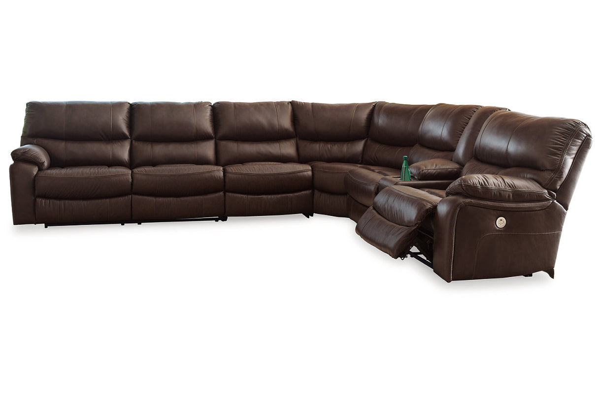 Family Circle Dark Brown 4-Piece Power Reclining Sectional from Ashley - Luna Furniture