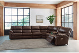 Family Circle Dark Brown 4-Piece Power Reclining Sectional from Ashley - Luna Furniture