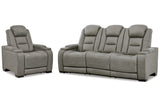 The Man-Den Gray Power Reclining Sofa and Recliner -  Ashley - Luna Furniture