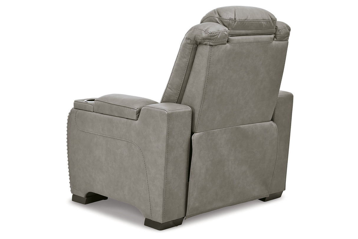 The Man-Den Gray Power Reclining Loveseat and Recliner -  Ashley - Luna Furniture