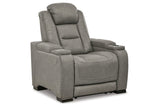 The Man-Den Gray Power Reclining Loveseat and Recliner -  Ashley - Luna Furniture