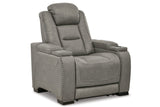 The Man-Den Gray Power Reclining Sofa and Loveseat with Power Recliner -  Ashley - Luna Furniture