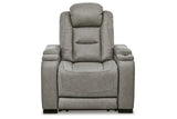 The Man-Den Gray Power Reclining Loveseat and Recliner -  Ashley - Luna Furniture