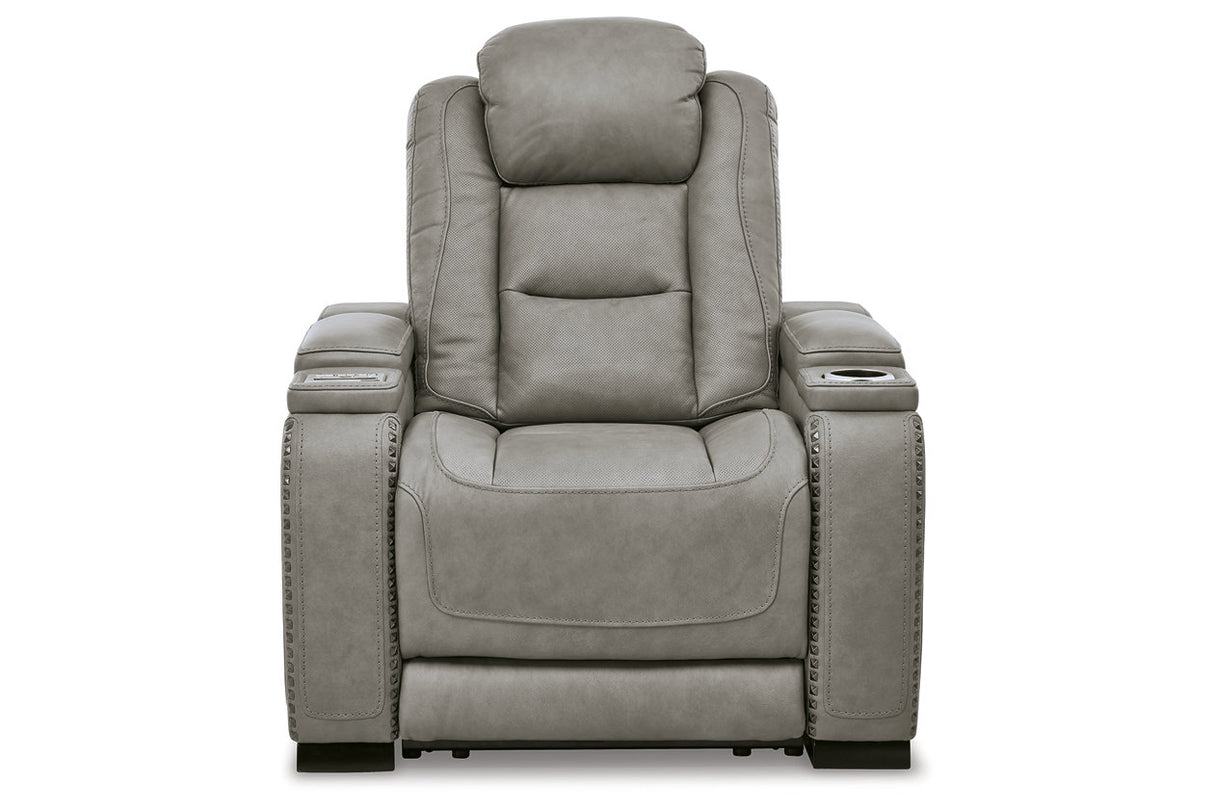 The Man-Den Gray Power Reclining Sofa and Recliner -  Ashley - Luna Furniture