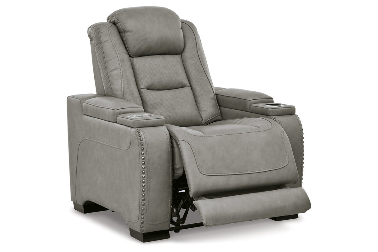 The Man-Den Gray Power Reclining Loveseat and Recliner -  Ashley - Luna Furniture