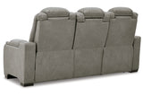 The Man-Den Gray Power Reclining Sofa and Recliner -  Ashley - Luna Furniture