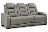 The Man-Den Gray Power Reclining Sofa and Recliner -  Ashley - Luna Furniture